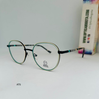 Montura Metalica De Lujo At5 Dorado Verde